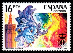 Lee más sobre el artículo Fiestas de las Fallas representadas en un sello del año 1984