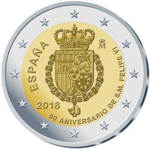 Lee más sobre el artículo Emisiones numismáticas del 2018 en España: 50 Aniversario de S.M. Felipe IV y Centro Histórico de Santiago de Compostela